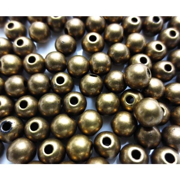 100個 銅古美メッキ加工 ボール形 プラスチックビーズ 6mm 穴:1.7mm　丸玉 クラフト 手...