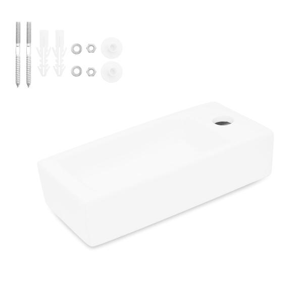 Rxakudedo 手洗い 器 壁付け型 陶器製 小さなトイレに適し洗面器 おしゃれ シンプル (右...