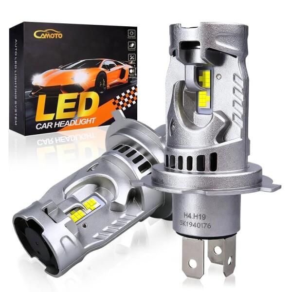 H4 LED ヘッドライト 双重ファン Hi/Lo切替 車検対応 6500K 無極性 取り付け簡単 ...