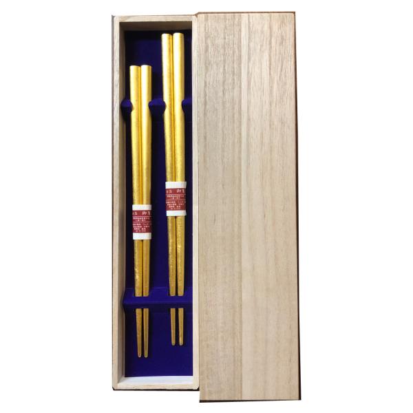 金箔箸 全貼り夫婦セット（桐箱入り）