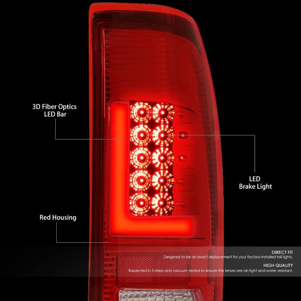 3D LED Bar Tail Brake Lights (Chrome Housing Red L...