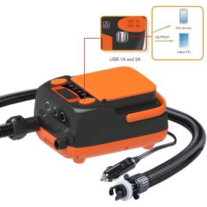 Tuomico SUP Electric Air Pump,Rechargeable 16PSI SUP Pump with 2 USB P｜hal-proshop2