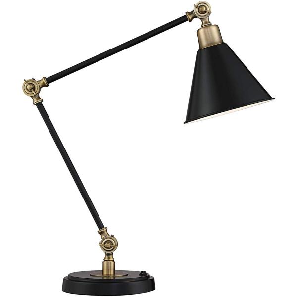 Wray Modern Industrial Desk Table Lamp with USB Ch...