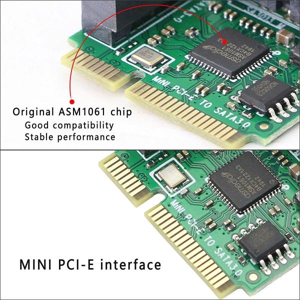 Mini PCIe to SATA III 2 Ports Adapter Card,Gelrhon...