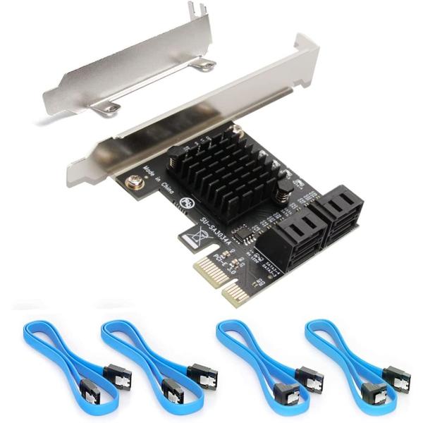 Ziyituod PCIe SATA Card, 4 Port with 4 SATA Cable,...