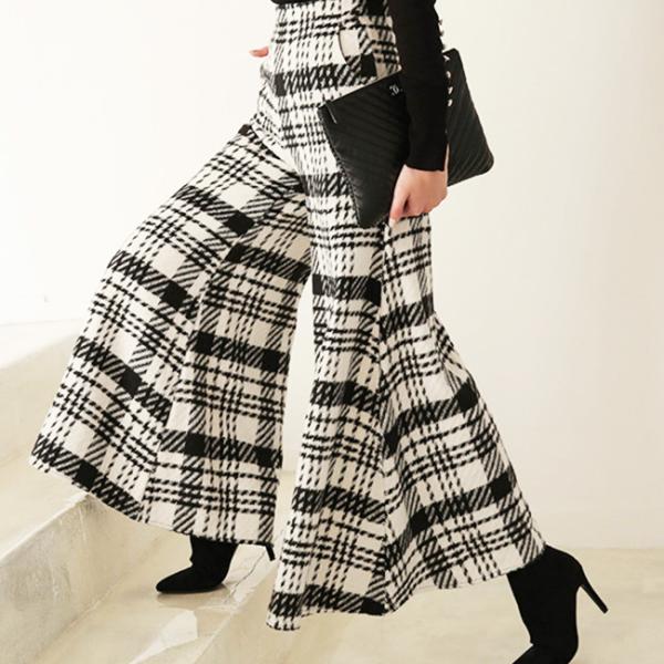 チェックフレアパンツ/3980円(税込)以上で送料無料