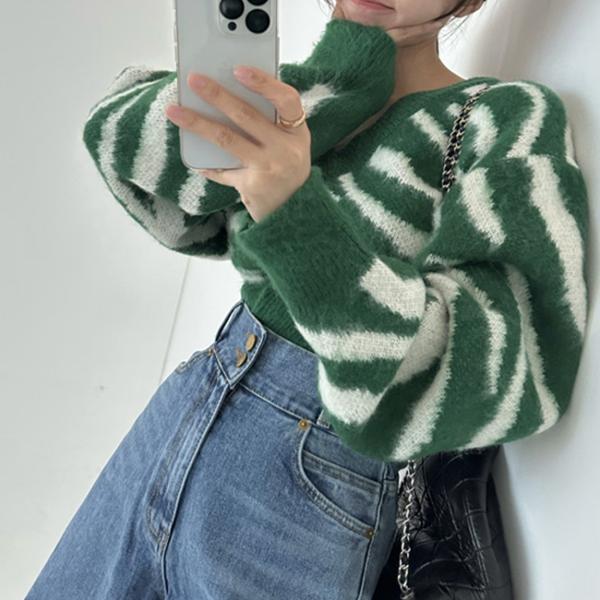 ゼブラ柄ニットセーター / 3,980円(税込)以上で送料無料