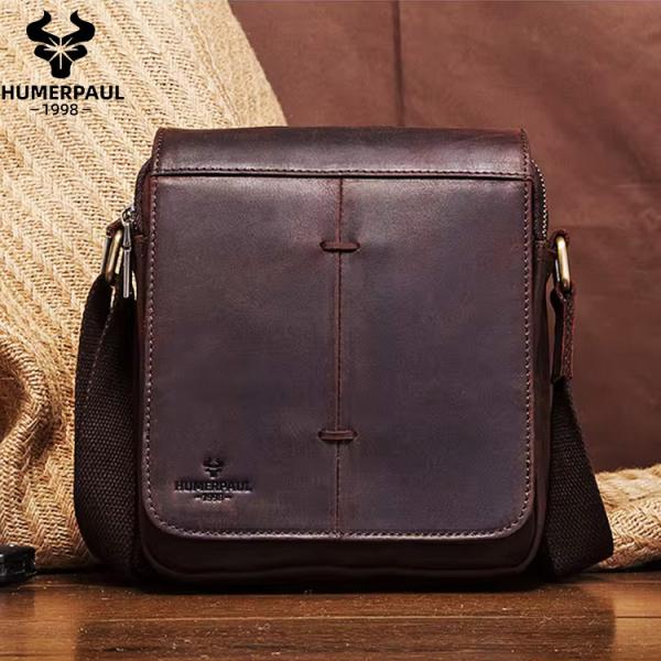 本革ショルダーバッグ シンプル HumerPaul MH600 / 少し小ぶりな メンズバッグ