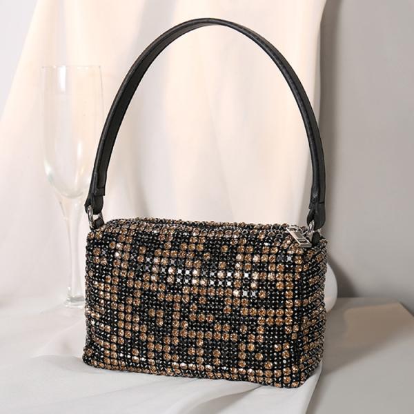 ダイヤモンド類似石をちりばめたパーティーバッグのレアVersion ハンドバッグ BROWN