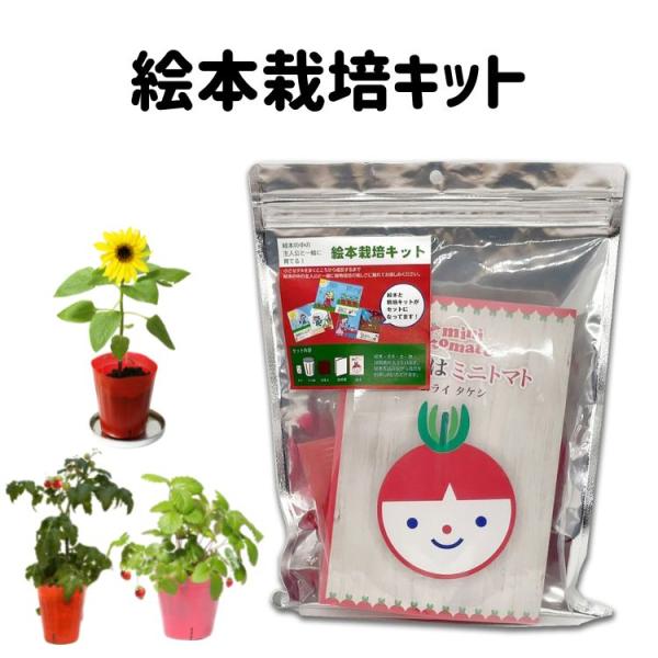 栽培 栽培セット 栽培キット 種 野菜 ミニトマト ヒマワリ ストロベリー 絵本 室内 子供 おうち...