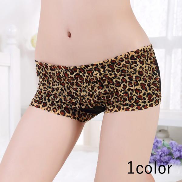 ヒョウ柄なフリルと透け感なレースショーツ（ボクサー）(メール便可)Tバックショーツ セクシー チュー...