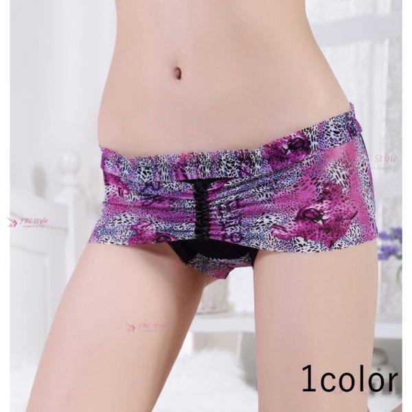 セクシーなヒョウ柄シャーリングと透け透け感なレースショーツ（サニタリー）(メール便可)Tバックショー...