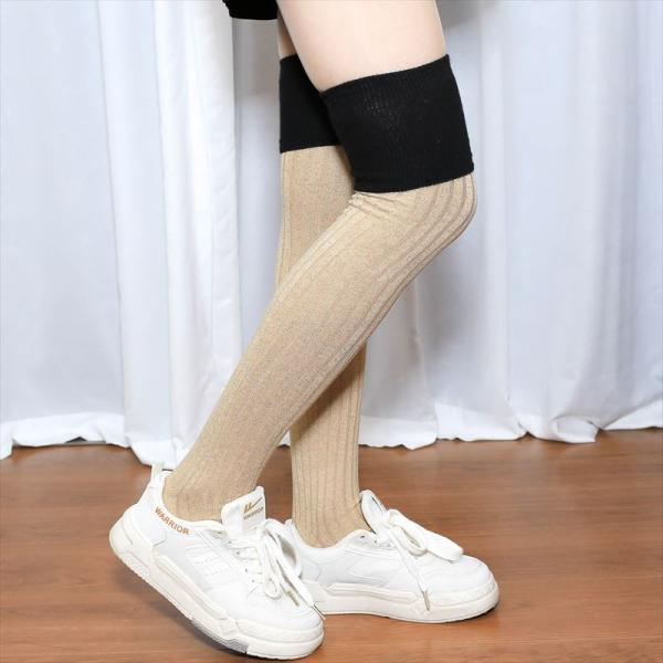 カフェオレ ラメ糸入りのハイソックス ソックス 着圧ソックス 弾性 ソックス ウール ソックス 靴下...