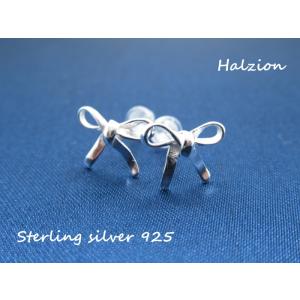 スタッドピアス シルバー 925 スターリングシルバー リボン レディース ペア売り