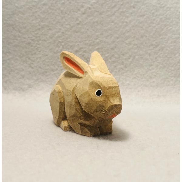 干支　置物　卯 小うさぎ、兎　松本明慶工房作　木製　楠　干支福　２０２３（令和５）年干支