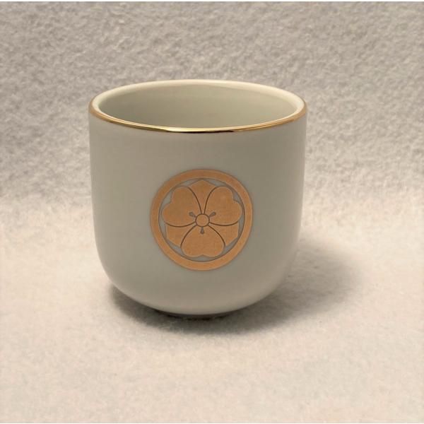 家紋入り　湯呑　丸に剣片喰　２寸　けんかたばみ　仏具