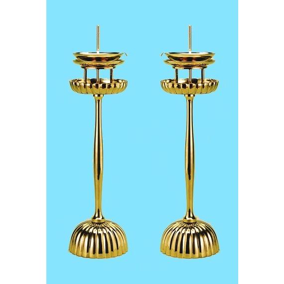 菊壇灯　８寸　磨き　雲手油皿付　きくだんとう