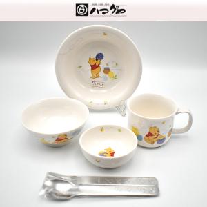 くまのプーさん 子供食器くまのプーさんギフトセット(M)（スプーン・フォーク付） 【皿 大きさ:15cm】 no:1f-j007｜hamadaya-shokki