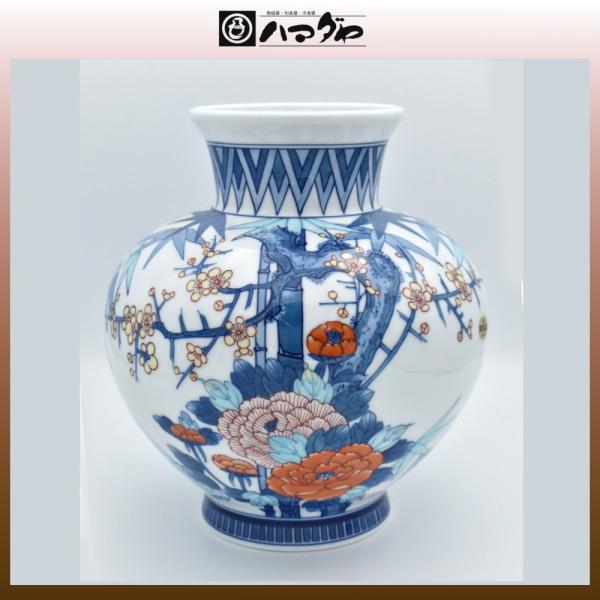 有田焼 花瓶 鍋島竹梅牡丹かぶ型 木箱入り item no.1f085