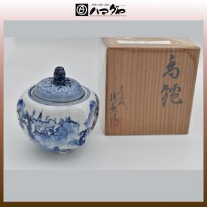 九谷焼 香炉 山水香炉三ッ足 木箱入り item no.1f086｜hamadaya-shokki