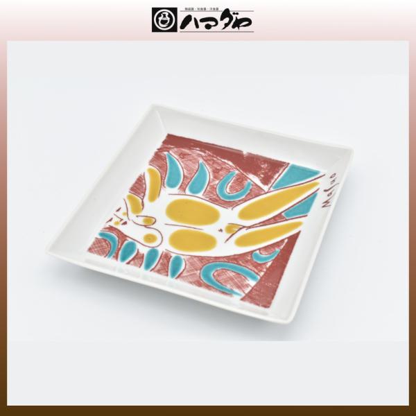 九谷焼 皿 池田満寿夫作 角飾皿 夢の人 7号 item no.1f260