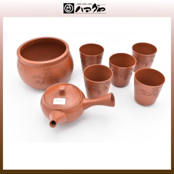 常滑焼 茶器セット 朱泥松茶器揃 紙箱入り item no.1f310