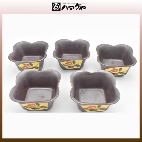 九谷焼 鉢 金箔山茶花 小鉢揃 木箱入り item no.1f316