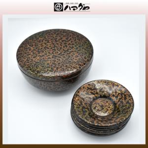 村上堆朱菓子器 村上木彫堆朱 菓子器7寸 牡丹唐草