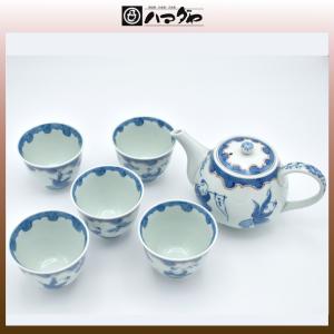 有田焼　茶器セット　染付童子ポット茶器5セット item no.1f635｜hamadaya-shokki