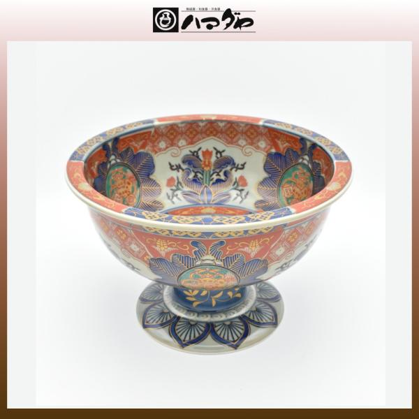 古伊万里焼　鉢　染錦見込鳳凰丸紋高台鉢 item no.2f434