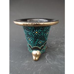 ◇京楽焼窯元「愛楽園」直送◇『万年青鉢（おもと鉢） 黒唐草』 3.0号