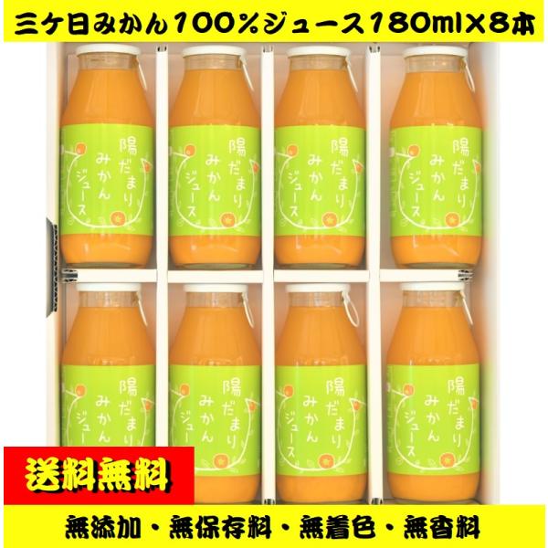 送料無料　静岡県三ケ日青島みかん100％ジュース 180ml×8本　