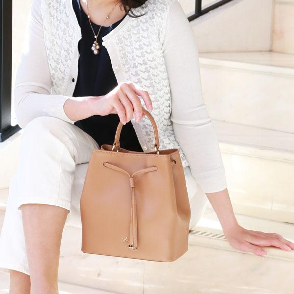 【傳濱野】端正に、柔らかく。毎日をドレスアップする巾着バッグ Linie（リニエ） 2way　ショル...