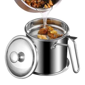 オイルポット 1.3L ステンレス LEEKEY あぶらこしポット 油こし器 キッチン用品 残留物をろ過?油ろ過器 油濾過器 揚げ物油入れ 天ぷら油
