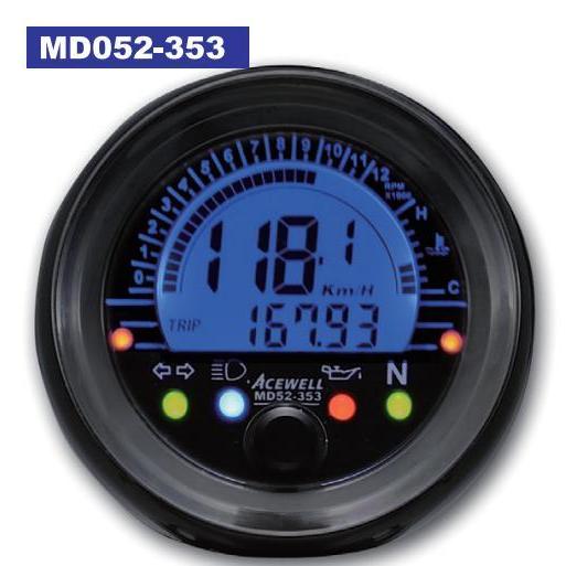 MD052シリーズ多機能小型デジタルメーター ブラックベゼル 水油温計装備 ACEWELL（エースウ...