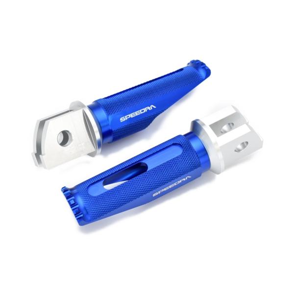 アルミ削り出しタンデムステップ レーシングタイプ 取付部カラー シルバー/ステップバーカラー ブルー...