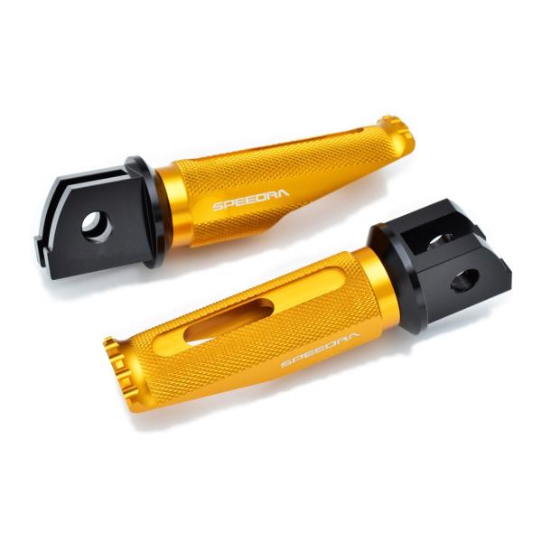 アルミ削り出しタンデムステップ レーシングタイプ 取付部カラー ブラック/ステップバーカラー ゴール...