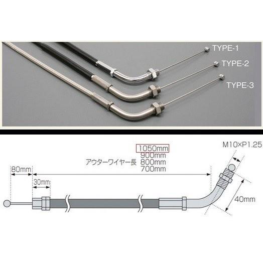 TMR用 スロットルワイヤー タイプ2 1050mm ステン金具/アウターブラック（引き戻し共通） ...