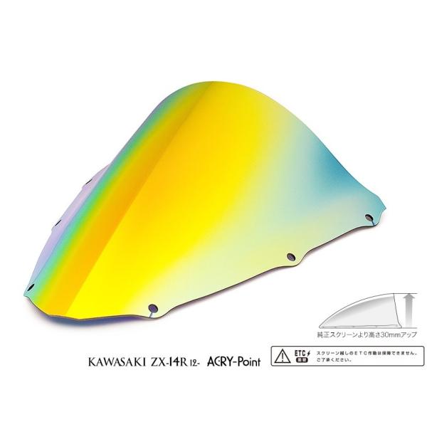 ZX-14R（12〜15年） スクリーン ミラー ストリート（30mmアップ） アクリポイント（AC...