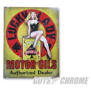 メタルサイン Lucky Lady Motor Oils GUTS CHROME（ガッツクローム）