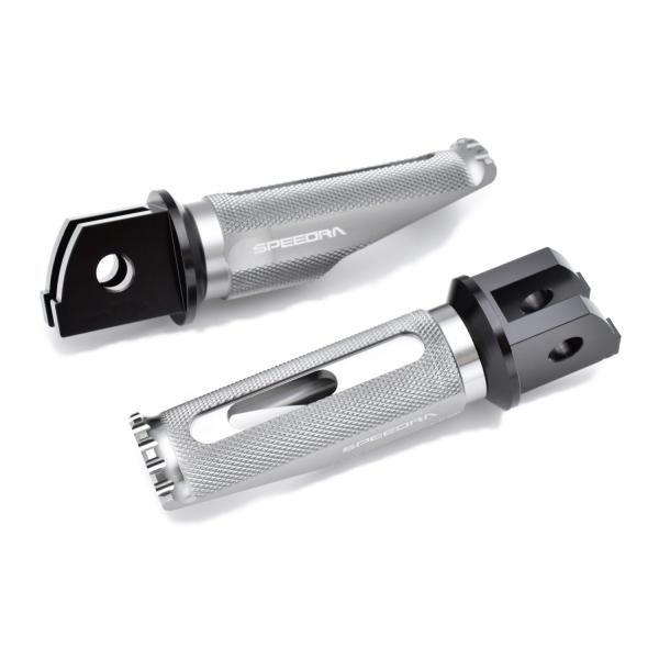 アルミ削り出しタンデムステップ レーシングタイプ 取付部カラー ブラック/ステップバーカラー チタン...