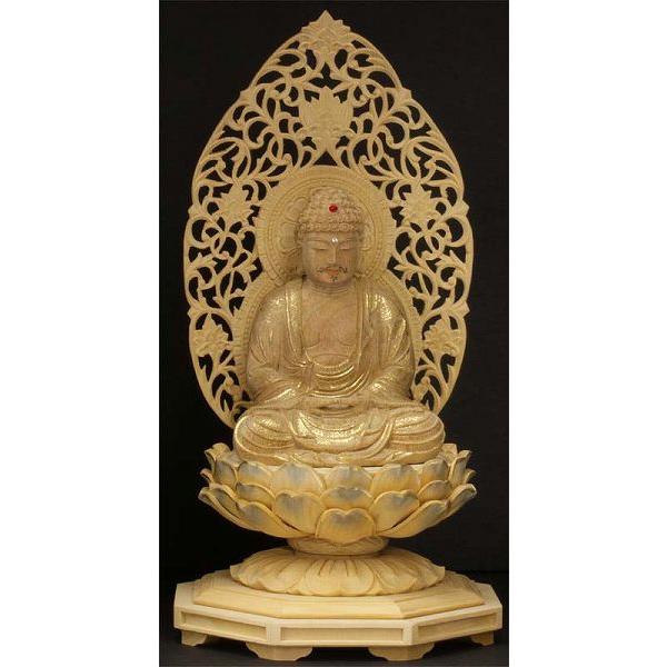 御仏像　釈迦如来座像御本尊　　禅宗用　　彩　楠仏カヤ彩色台　２．５寸　　お仏壇・仏具の浜屋