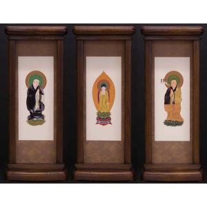 御仏像 三宝尊御本尊 日蓮宗用 ツゲ仏中七台座 8分 お仏壇・仏具の