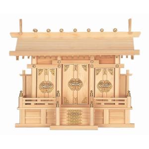 通し屋根三社・小　（ひのき） 横巾53×高さ40cm 【神棚】 ●お仏壇・仏具の浜屋｜hamayanet