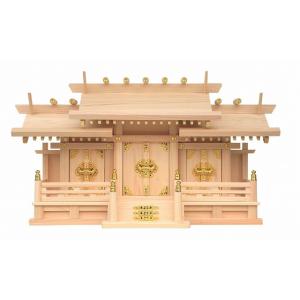 新寸屋根違い三社・小　（ひのき） 横巾54×高さ36cm 【神棚】 ●お仏壇・仏具の浜屋