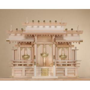屋根違い三社・中　（木曽ひのき） 横巾43×高さ49cm 【神棚】 ●お仏壇・仏具の浜屋