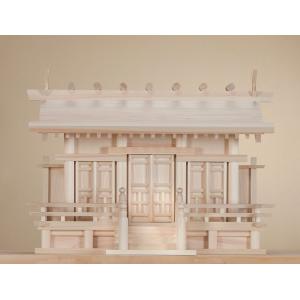 通し屋根三社・小・唐戸　（ひのき） 横巾53×高さ40cm 【神棚】 ●お仏壇・仏具の浜屋