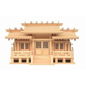 新寸高床格子付三社・大　御簾付　（ひのき）　総ひのき仕上 横巾72×高さ40cm 【神棚】 ●お仏壇...