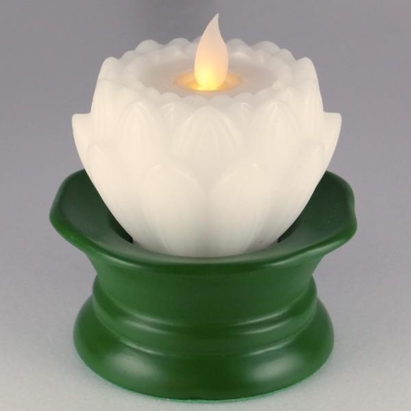 LEDブロンマローソク リアルフレイム蓮華台付 ホワイト　　お仏壇・仏具の浜屋