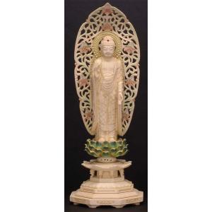 御仏像 阿弥陀如来立像御本尊 浄土真宗本願寺派用 楠仏カヤ彩色 御仏像 阿弥陀如来立像御本尊 浄土真宗本願寺派用 楠仏カヤ彩色